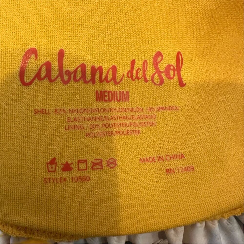 Cabana del Sol Women's Floral Smocked Bikini Top Yellow Size M - Picture 3 of 3